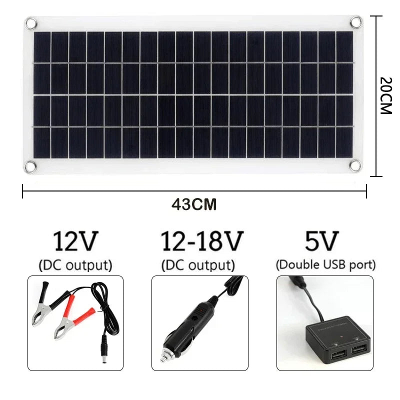 Painel Solar 1000W 12V com Controlador 60A/100A – Energia Sustentável para Carros, RVs e Dispositivos Eletrônicos