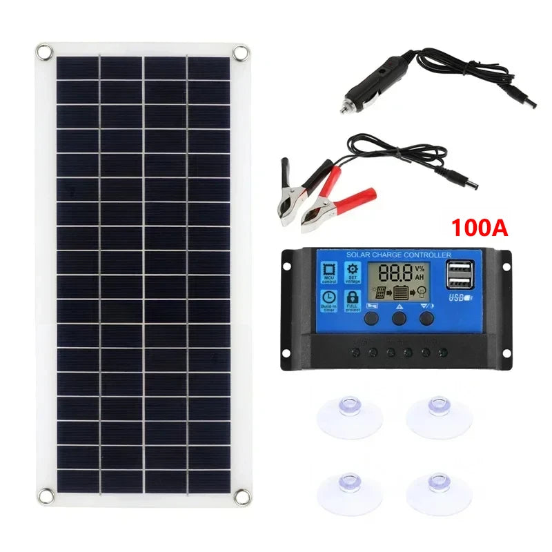 Painel Solar 1000W 12V com Controlador 60A/100A – Energia Sustentável para Carros, RVs e Dispositivos Eletrônicos