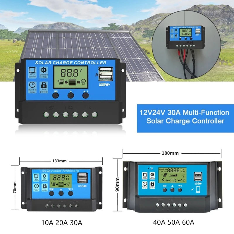 Painel Solar 1000W 12V com Controlador 60A/100A – Energia Sustentável para Carros, RVs e Dispositivos Eletrônicos